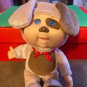 Adorable Plush Puppy Doll with Red Bow